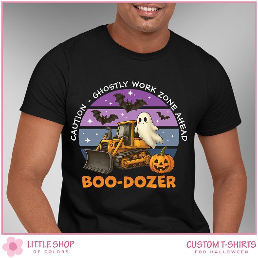 Funny Ghost Bulldozer  Halloween T-shirt