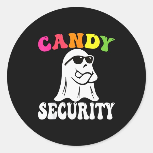 Funny Ghost Candy Security Halloween Costume Hallo Ronde Sticker (Voorkant)