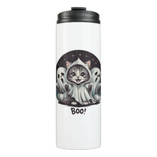 Funny Ghost Cat Boo Halloween Animal Ghost Kat T Thermosbeker
