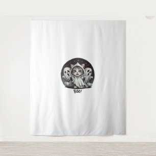 Funny Ghost Cat Boo Halloween Animal Ghost Kat T Wandkleed