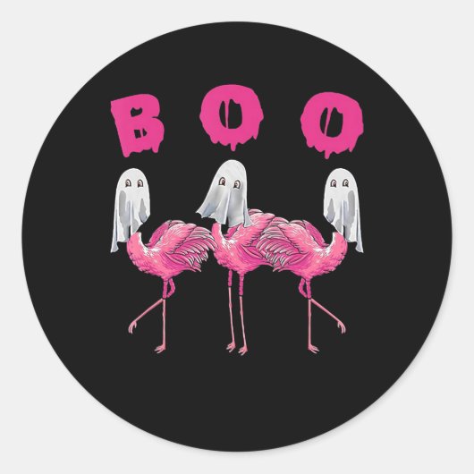 Funny Ghost Flamingo Boo Halloween Costume Gifts Ronde Sticker (Voorkant)