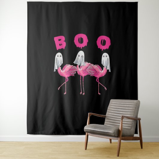 Funny Ghost Flamingo Boo Halloween Costume Gifts Wandkleed (In situ)