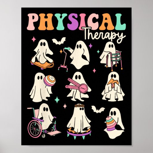 Funny Ghost Fysiotherapie PT Fysiotherapeut Poster (Voorkant)