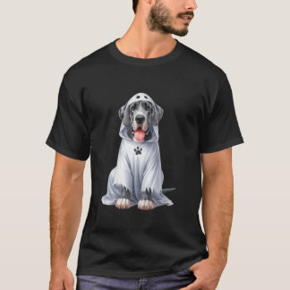 Funny Ghost Great Dane Hondenliefhebber Halloween  T-shirt