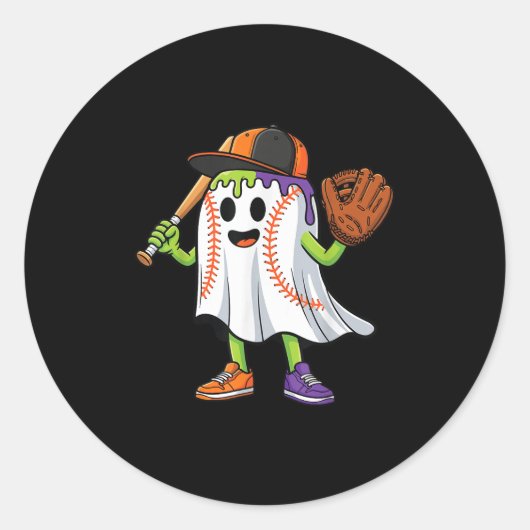 Funny Ghost Halloween Baseball Drip Boys Girls Kin Ronde Sticker (Voorkant)