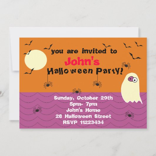 Funny Ghost Halloween Party Invitation Kaart (Voorkant)