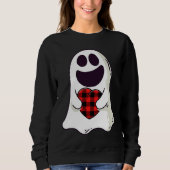 Funny Ghost Hugging Red Hearts Plaid buffalo Valen Trui (Voorkant)
