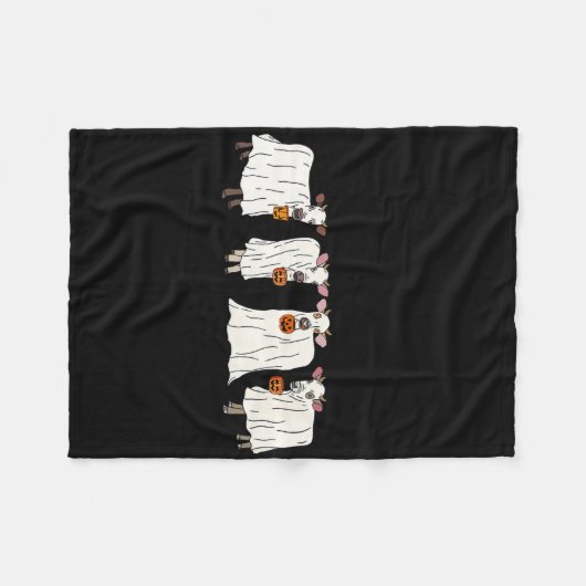 Funny Ghost Koeien Halloween Dieren Koe Lover Spoo Fleece Deken (Voorkant (Horizontaal))
