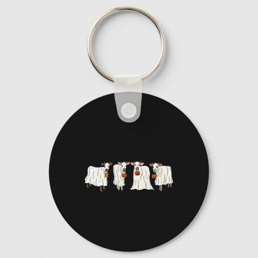Funny Ghost Koeien Halloween Dieren Koe Lover Spoo Sleutelhanger (Voorkant)