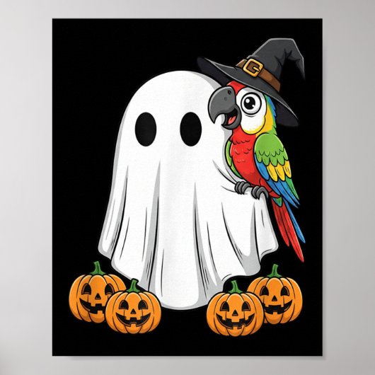 Funny Ghost Parrot Pumpkin Halloween Kids Mens Wom Poster (Voorkant)