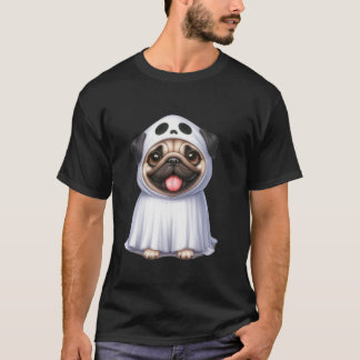 Funny Ghost Pug Hondenliefhebber Halloween Kostuum T-shirt