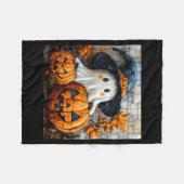 Funny Ghost Pumpkin Cute Halloween Patchwork Art Fleece Deken (Voorkant (Horizontaal))