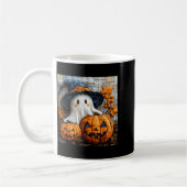Funny Ghost Pumpkin Cute Halloween Patchwork Art  Koffiemok (Links)