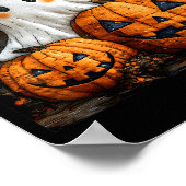 Funny Ghost Pumpkin Cute Halloween Patchwork Art Poster (Hoek)