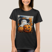 Funny Ghost Pumpkin Cute Halloween Patchwork Art  T-shirt (Voorkant)