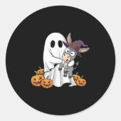 Funny Ghost Pumpkin Halloween Kids Mens Womens  Ronde Sticker (Voorkant)