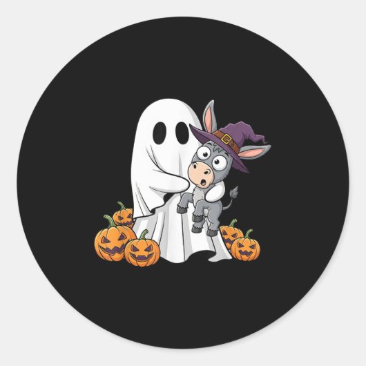 Funny Ghost Pumpkin Halloween Kids Mens Womens Ronde Sticker (Voorkant)