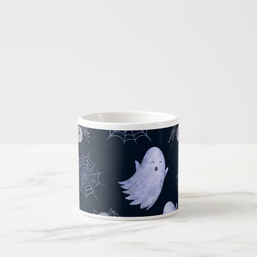 Funny Ghost Spider Halloween Patroon. Espresso Kop (Voorkant)
