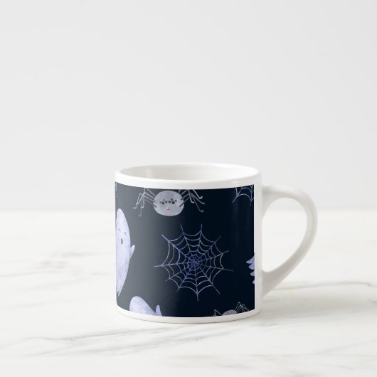 Funny Ghost Spider Halloween Patroon. Espresso Kop (Rechts)