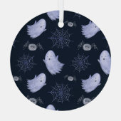 Funny Ghost Spider Halloween Patroon. Glas Ornament (Achterkant)