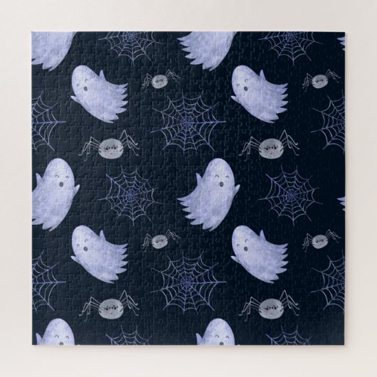 Funny Ghost Spider Halloween Patroon. Legpuzzel (Verticaal)