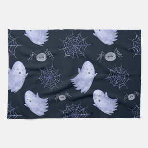 Funny Ghost Spider Halloween Patroon. Theedoek