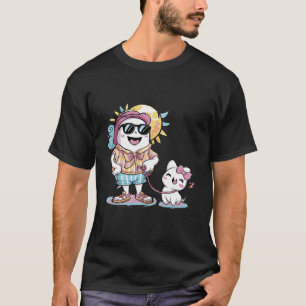 Funny Ghost Summer Walking Cat Schattige Spooky Se T-shirt