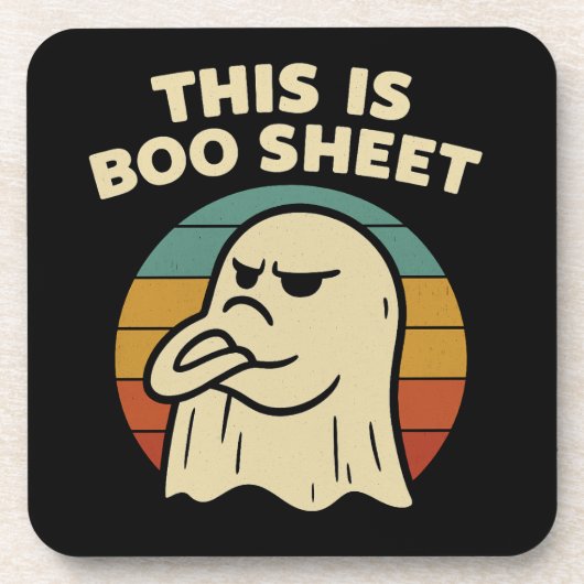 Funny Ghost "This Is Boo Sheet" Retro Halloween Bier Onderzetter (Voorkant)