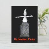 Funny Ghost Tombstone Halloween Uitnodiging (Staand voorkant)