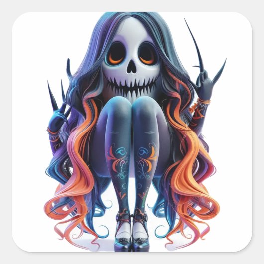 Funny Ghost Vierkante Sticker (Voorkant)