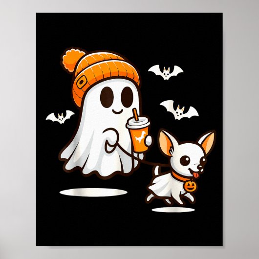 Funny Ghost Walking Chihuahua Dog Halloween Women Poster (Voorkant)