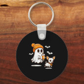Funny Ghost Walking Chihuahua Dog Halloween Women Sleutelhanger (Voorkant)