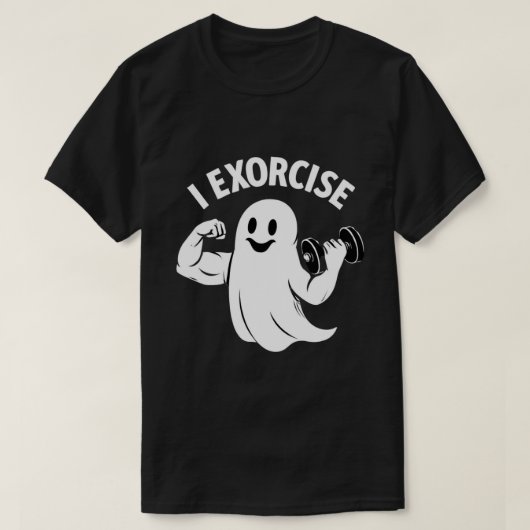 Funny Ghost Workout – “Ik Train” Halloween Gym T-shirt (Design voorkant)