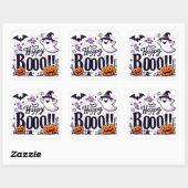 Funny Ghosts and Pumpkins Happy Boo Kids Halloween Vierkante Sticker (Vel)