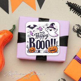 Funny Ghosts and Pumpkins Happy Boo Kids Halloween Vierkante Sticker