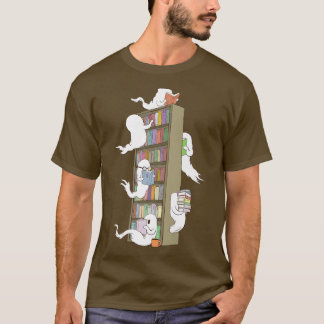 Funny Ghosts boeken haunted library coffewee T-shirt