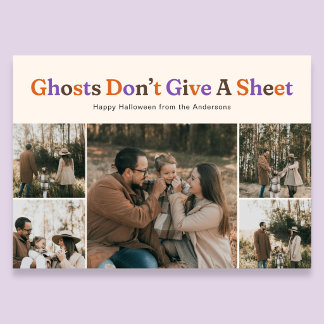 Funny Ghosts Dont Give A Sheet Halloween Photo Feestdagenkaart