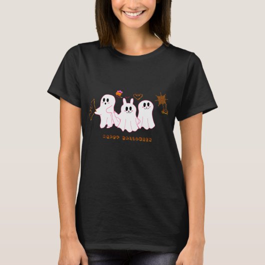 Funny Ghosts Posing Voor Een Afbeelding Vrouwen T- T-shirt (Voorkant)