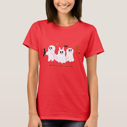 Funny Ghosts Posing Voor Een Afbeelding Vrouwen T- T-shirt (Voorkant)