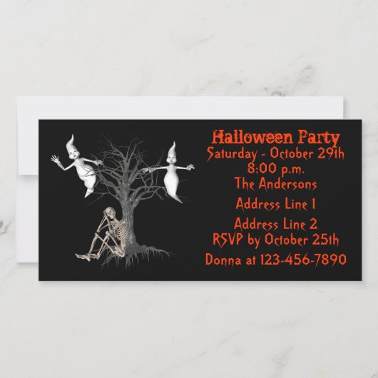 Funny Ghosts Skeleton Halloween Invite (Voorkant)