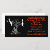 Funny Ghosts Skeleton Halloween Invite (Voorkant / Achterkant)