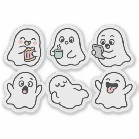 Funny Ghosts Sticker Pack - Schattigee Kawaii-spok (Voorkant)