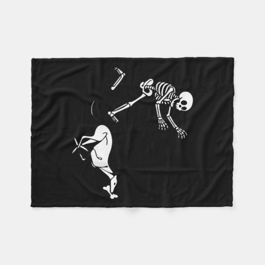 Funny Ghound Running Skeleton Halloween  Fleece Deken (Voorkant (Horizontaal))