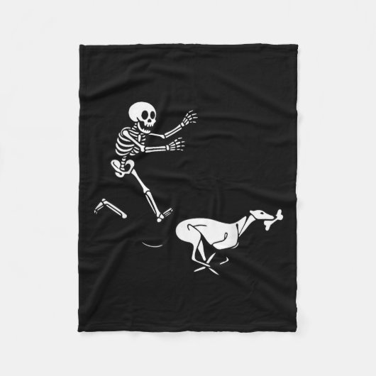 Funny Ghound Running Skeleton Halloween  Fleece Deken (Voorkant)
