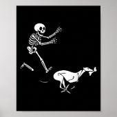 Funny Ghound Running Skeleton Halloween  Poster (Voorkant)