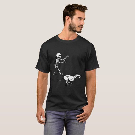 Funny Ghound Running Skeleton Halloween  T-shirt (Voorkant volledig)