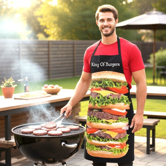 Funny Giant Hamburger Barbecue Theme Schort