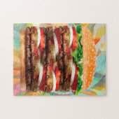 Funny giant hamburger jigzaag puzzels voor volwass (Horizontaal)