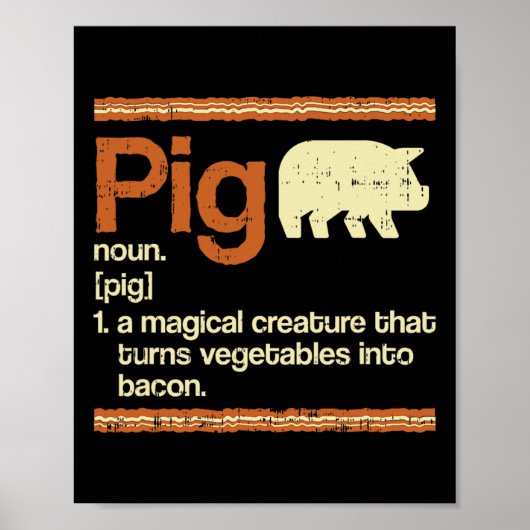 Funny Gift Bacon en Pig Definition Poster (Voorkant)