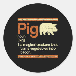 Funny Gift Bacon en Pig Definition Ronde Sticker